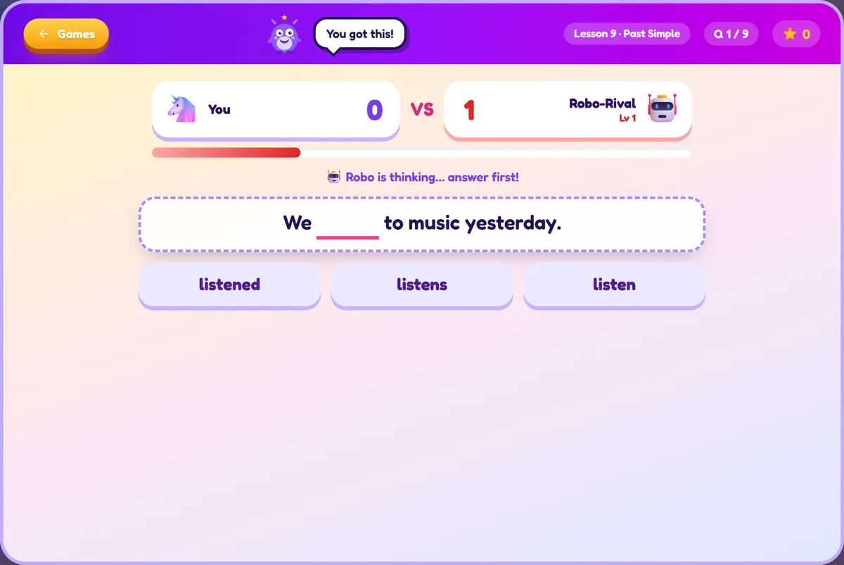 Word Duel: Race a robot that gets smarter as you get better.