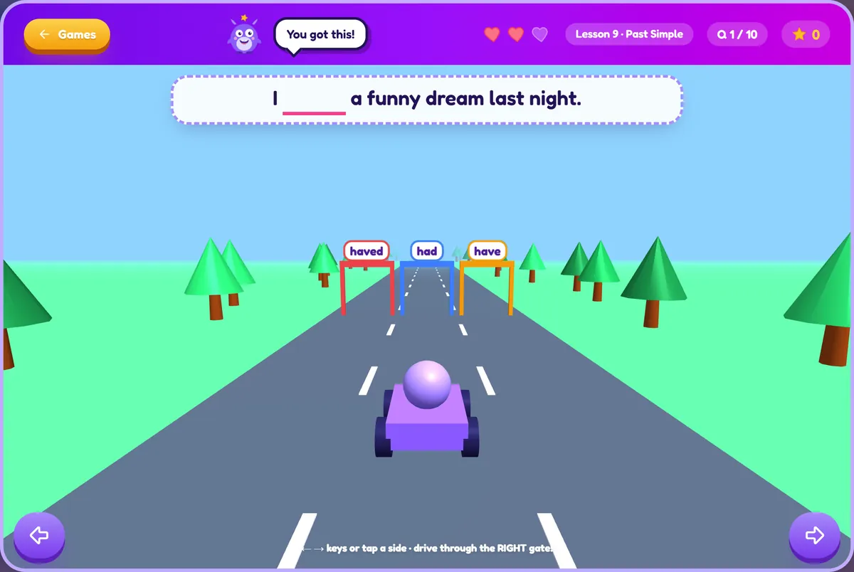 Turbo Kart 3D: Drive through the gate with the right word. Vroom!