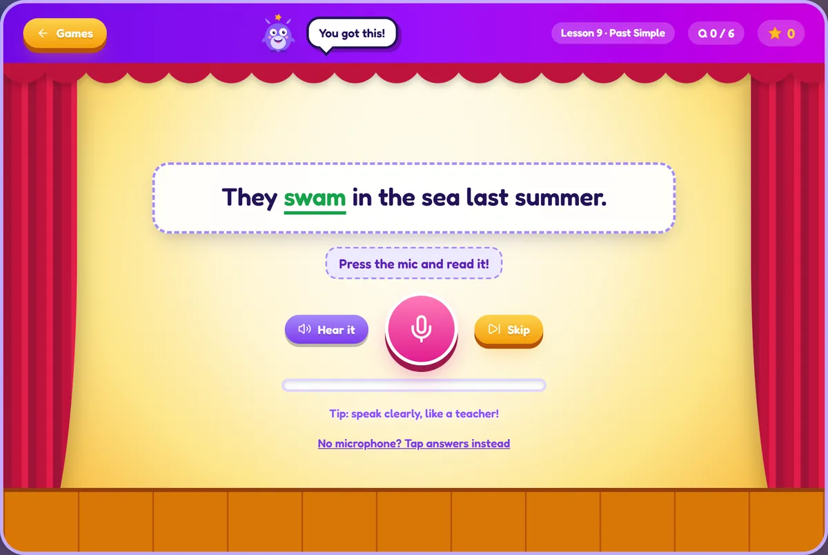 Say It Star, a speaking game that uses the microphone